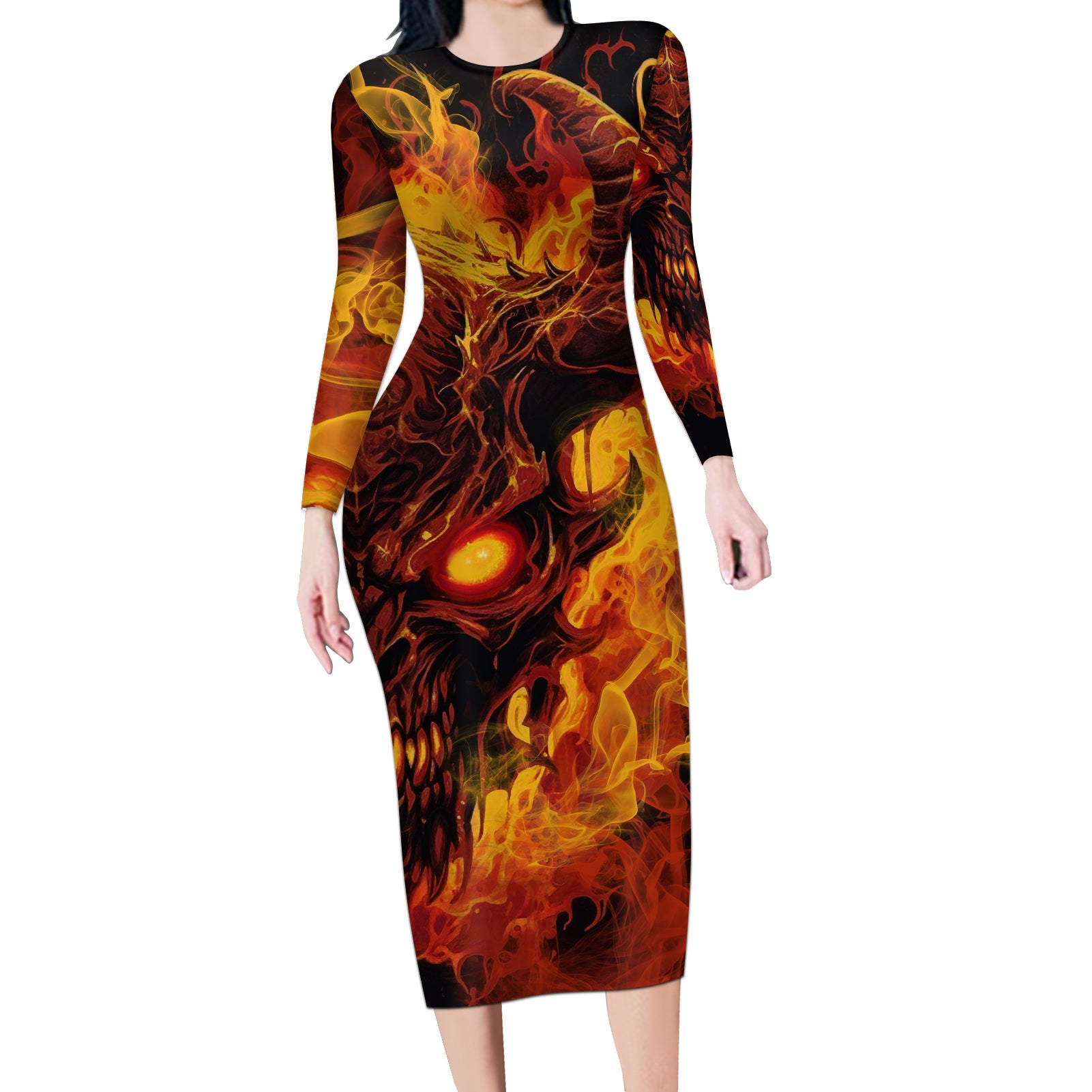 fire-skull-long-sleeve-bodycon-dress-you-inspire-my-inner-serial-killed