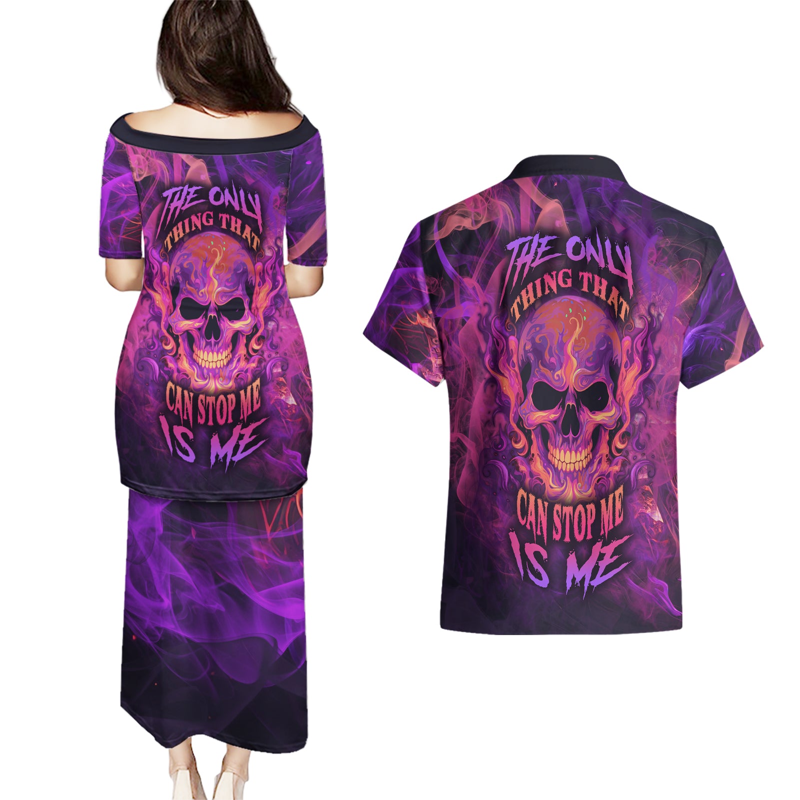 fire-skull-couples-matching-puletasi-dress-and-hawaiian-shirt-the-only-thing-that-can-stop-me-is-me