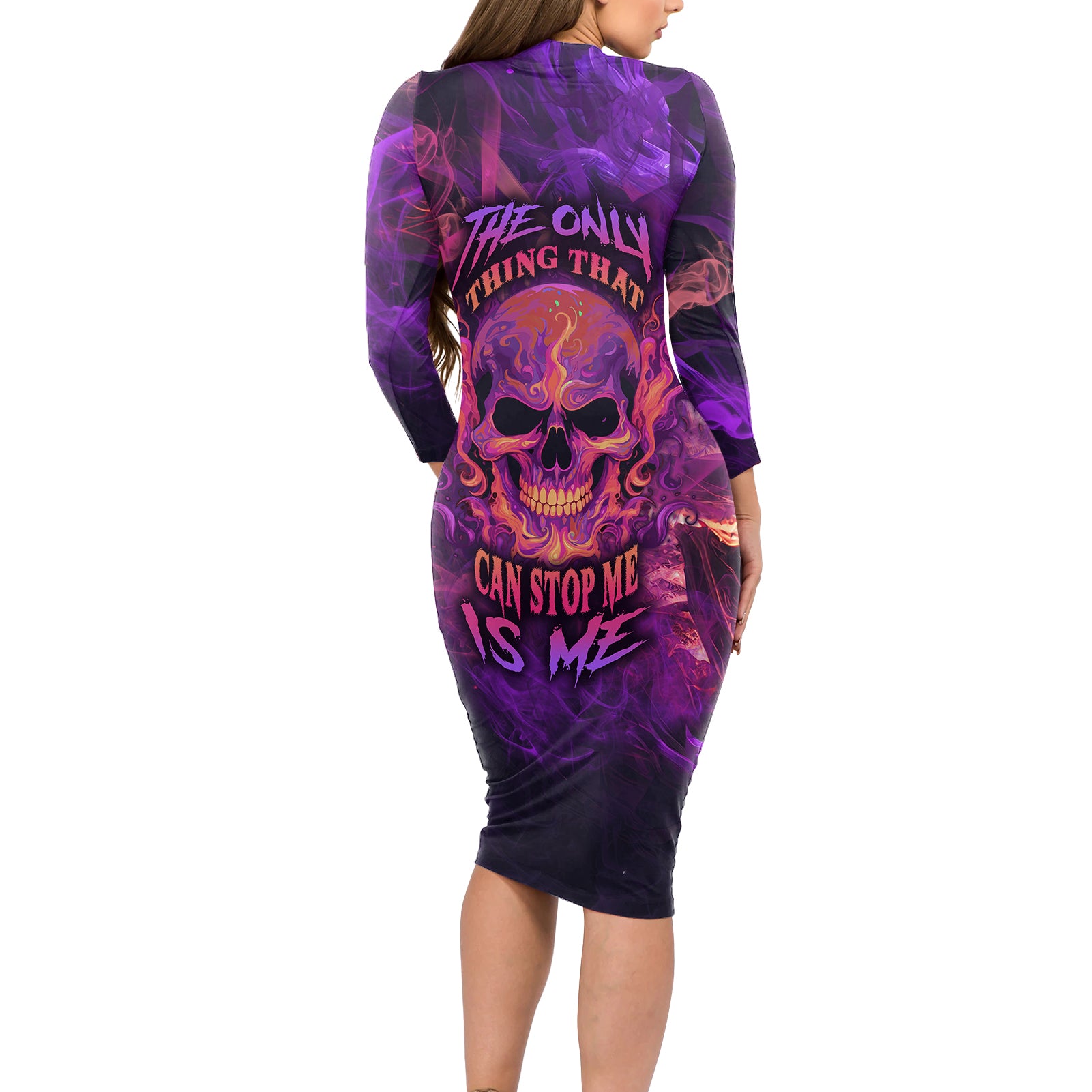 fire-skull-long-sleeve-bodycon-dress-the-only-thing-that-can-stop-me-is-me