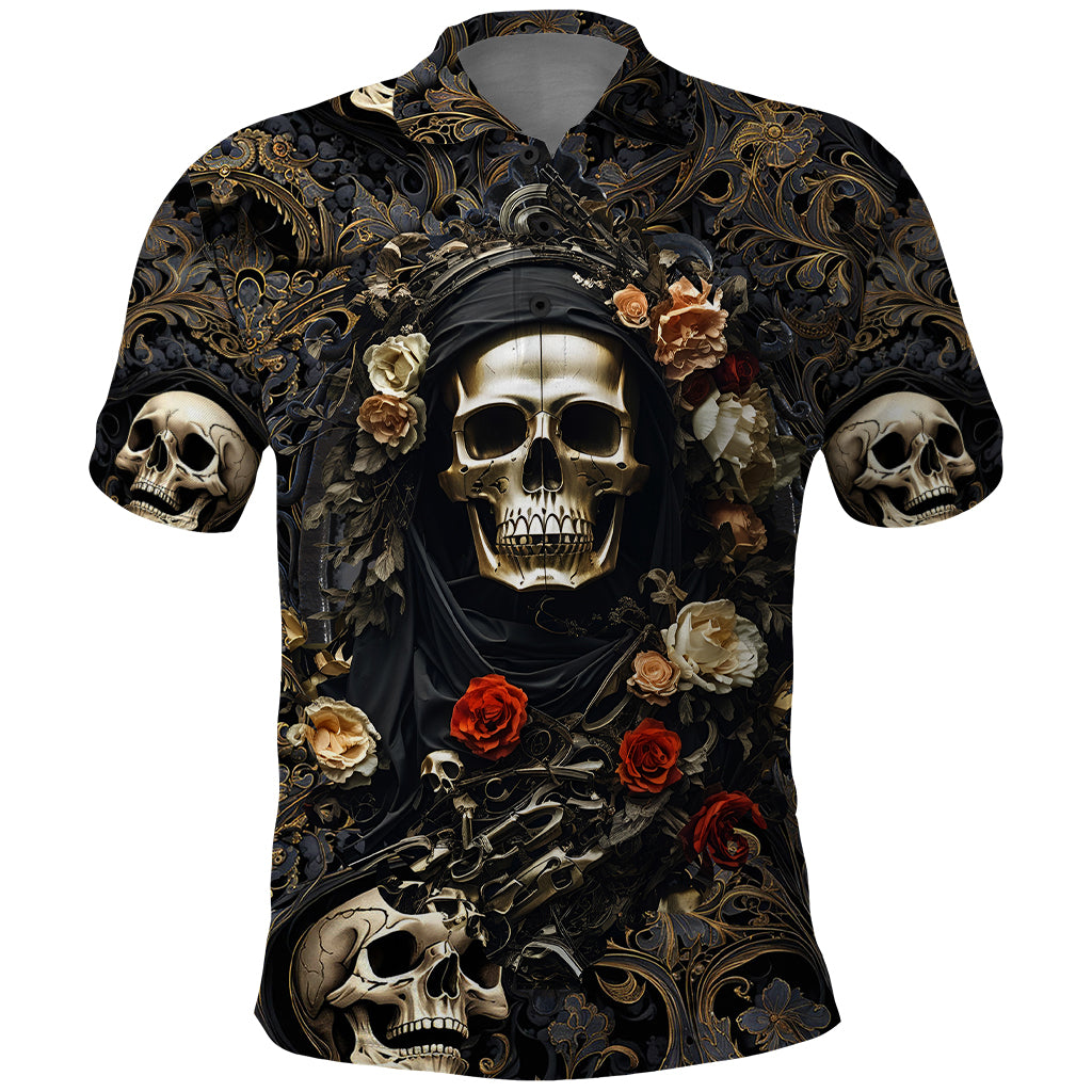 skull-roses-polo-shirt-never-say-die