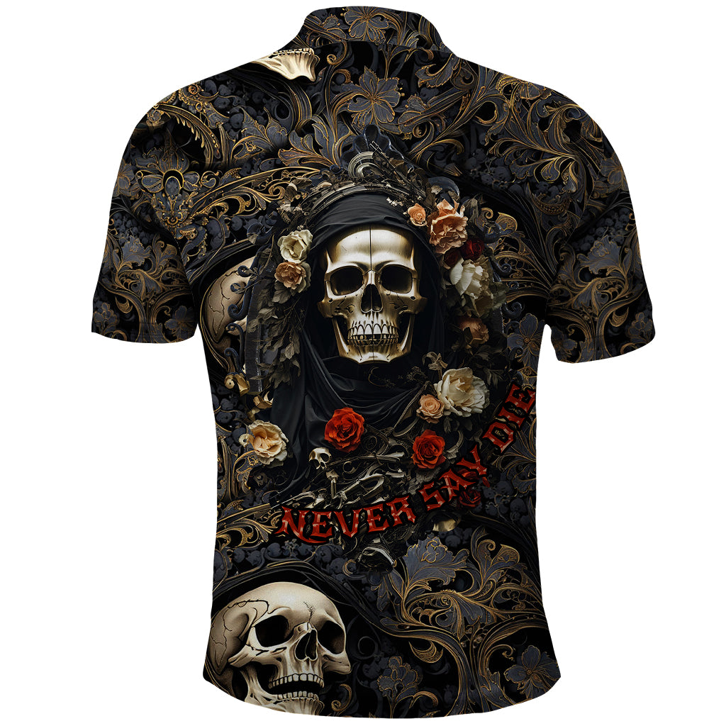 skull-roses-polo-shirt-never-say-die