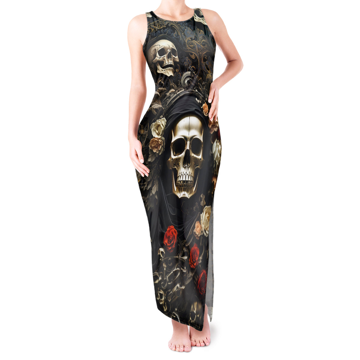skull-roses-tank-maxi-dress-never-say-die