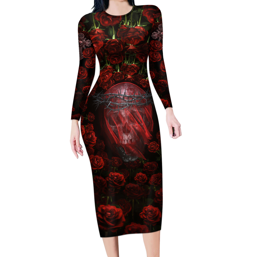 skull-roses-long-sleeve-bodycon-dress-you-are-not-hard-to-love