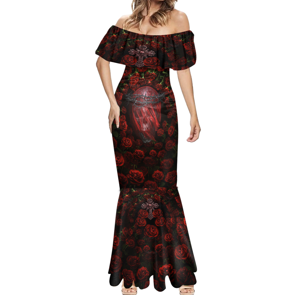 skull-roses-mermaid-dress-you-are-not-hard-to-love
