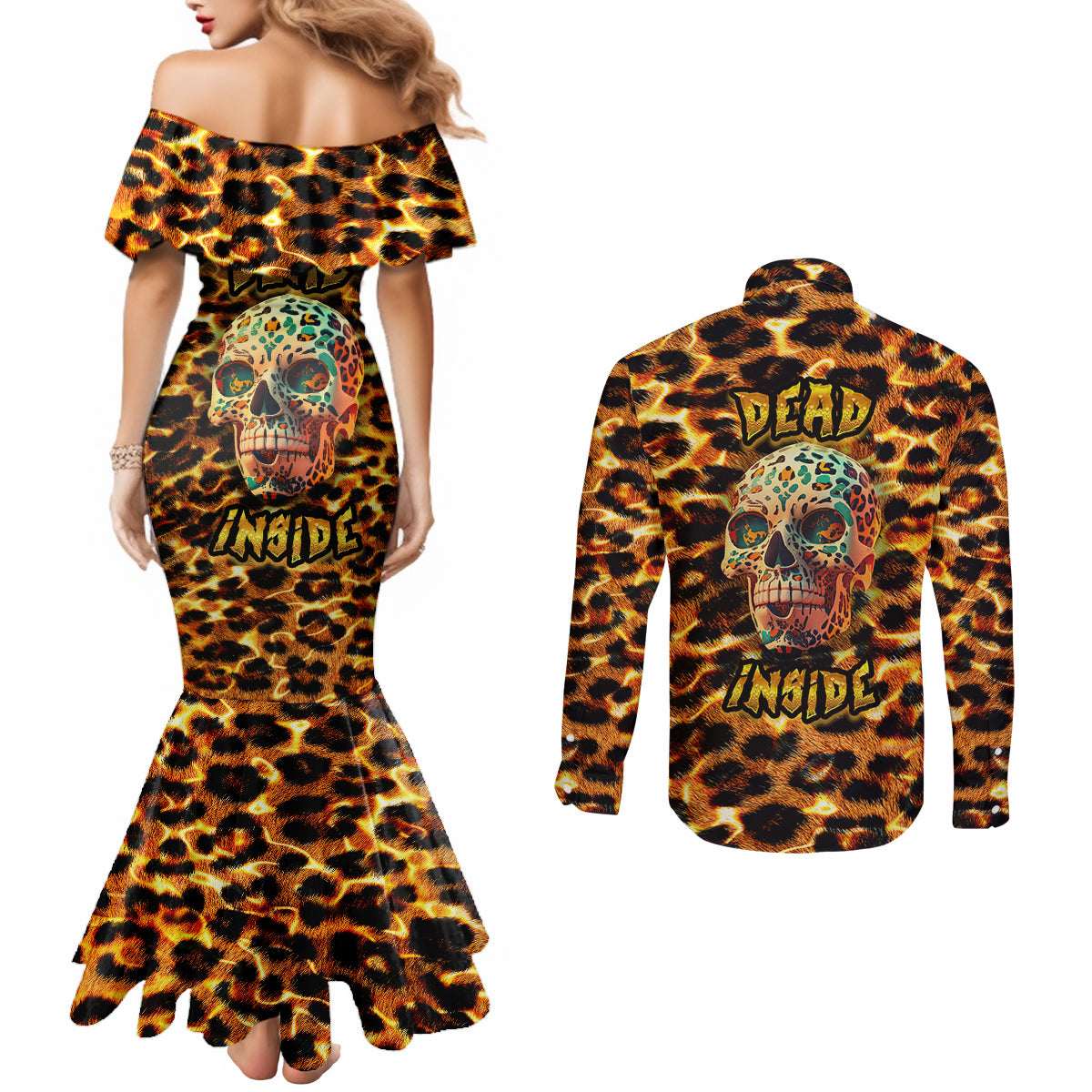 leopard-skull-couples-matching-mermaid-dress-and-long-sleeve-button-shirts-dead-inside