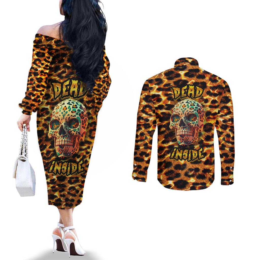 leopard-skull-couples-matching-off-the-shoulder-long-sleeve-dress-and-long-sleeve-button-shirts-dead-inside