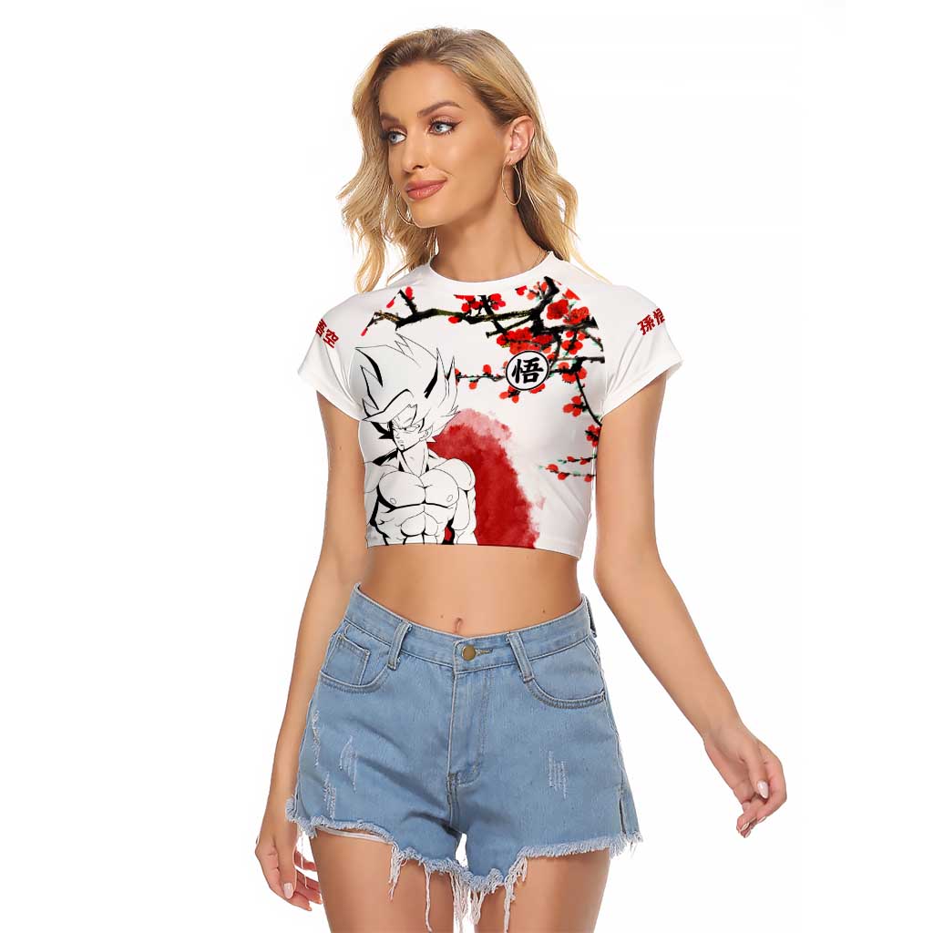 Goku - Dragon Ball Raglan Cropped T Shirt Japan Cherry Blossom Style