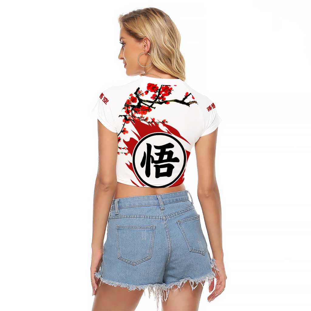 Goku - Dragon Ball Raglan Cropped T Shirt Japan Cherry Blossom Style