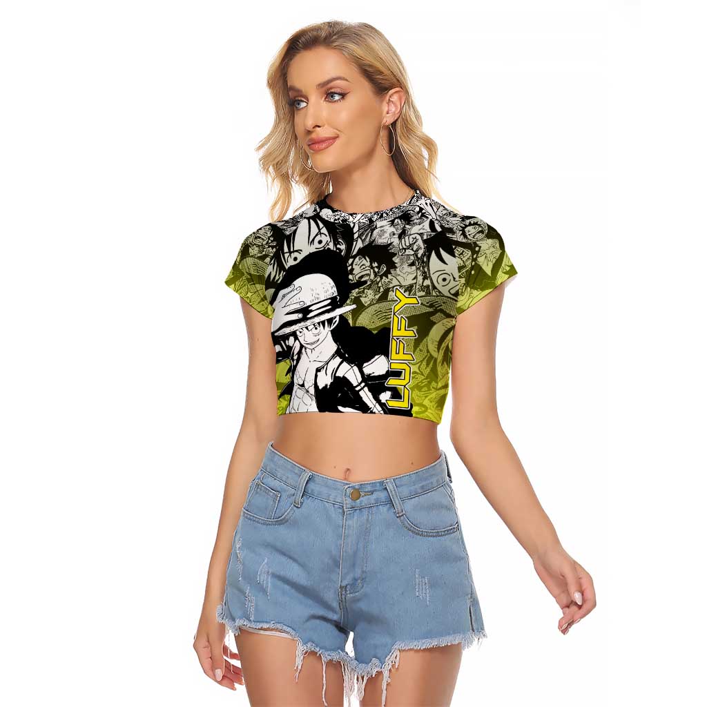 Monkey D. Luffy - One Piece Raglan Cropped T Shirt Manga Style