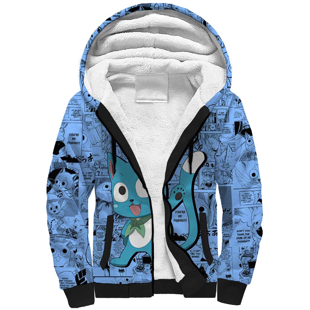 Happy - Fairy Tail Sherpa Hoodie Anime Mix Manga Style