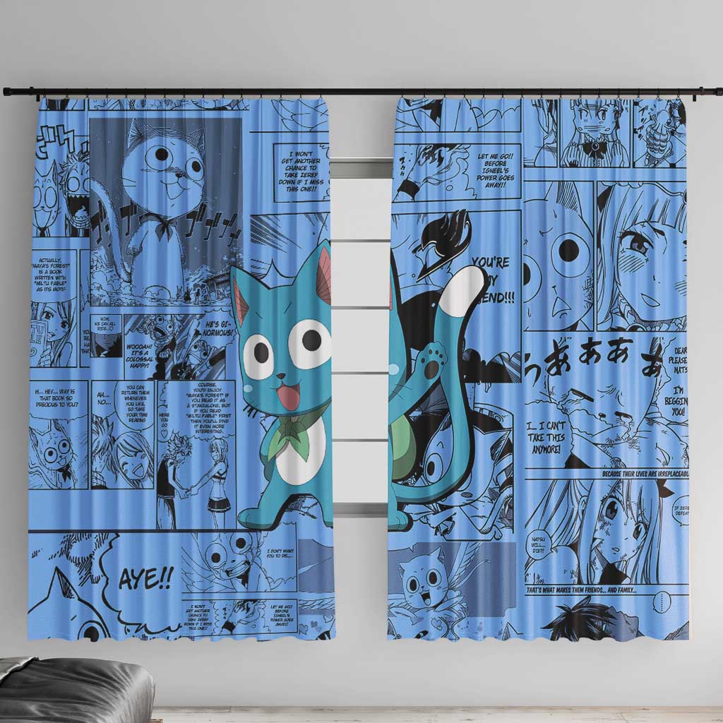 Happy - Fairy Tail Window Curtain Anime Mix Manga Style