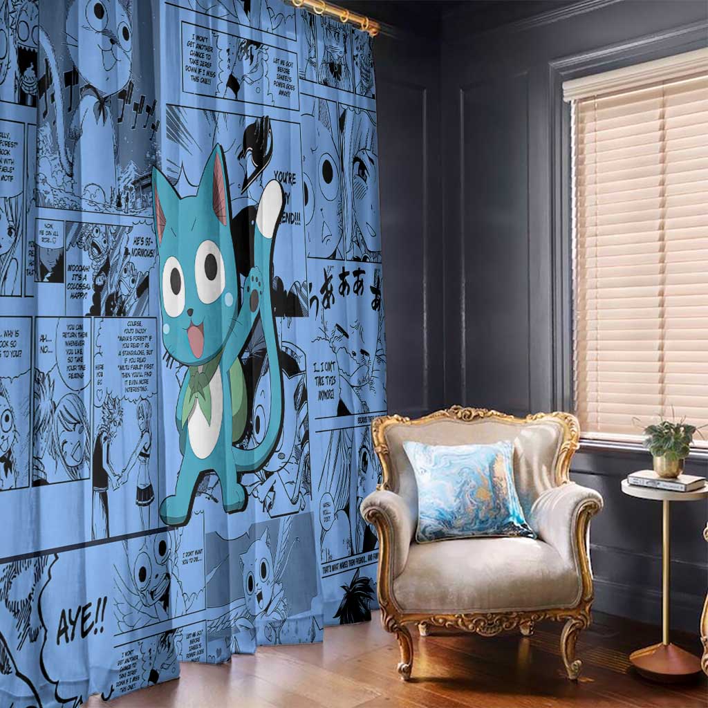 Happy - Fairy Tail Window Curtain Anime Mix Manga Style
