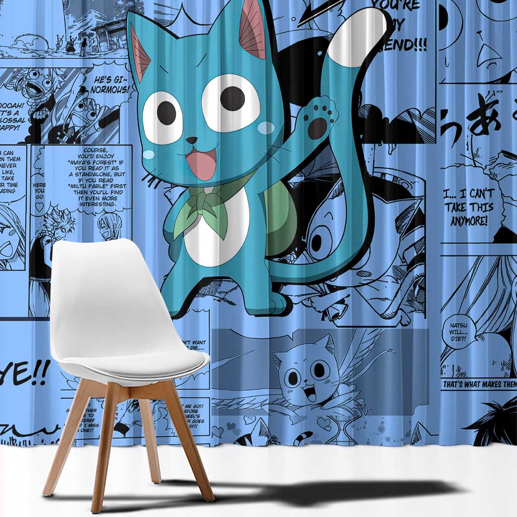 Happy - Fairy Tail Window Curtain Anime Mix Manga Style