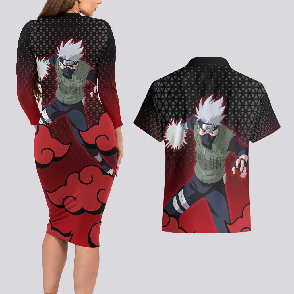 Hatake Kakashi - Naruto Couples Matching Long Sleeve Bodycon Dress and Hawaiian Shirt Anime Style
