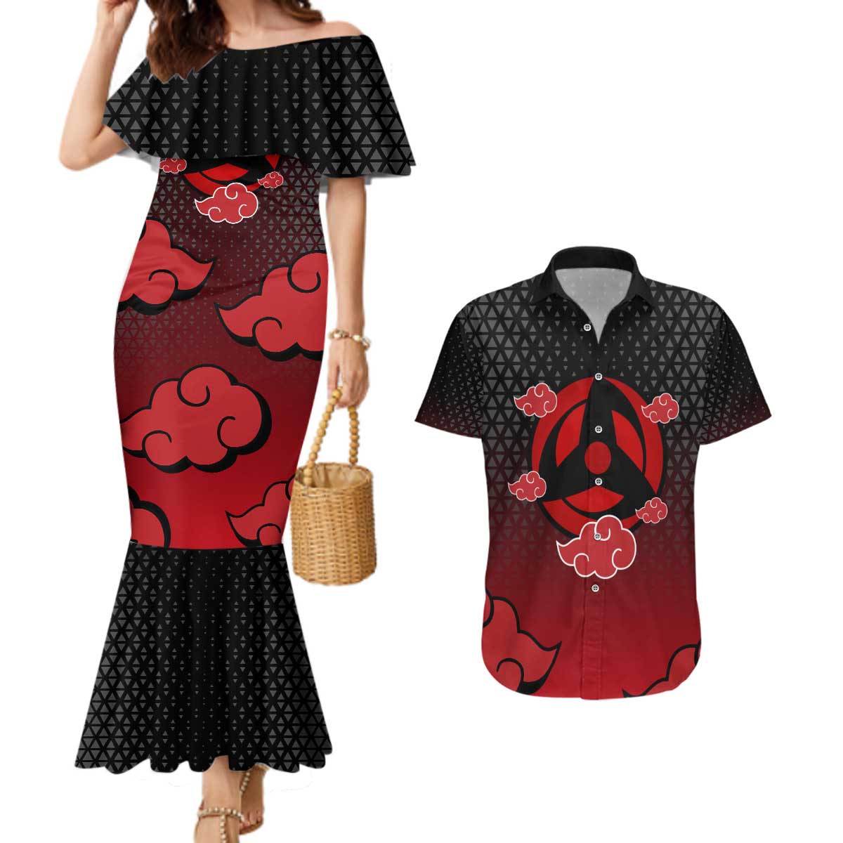 Hatake Kakashi - Naruto Couples Matching Mermaid Dress and Hawaiian Shirt Anime Style