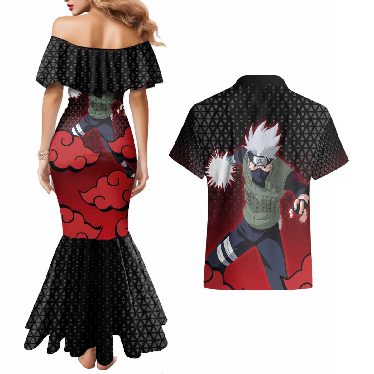 Hatake Kakashi - Naruto Couples Matching Mermaid Dress and Hawaiian Shirt Anime Style