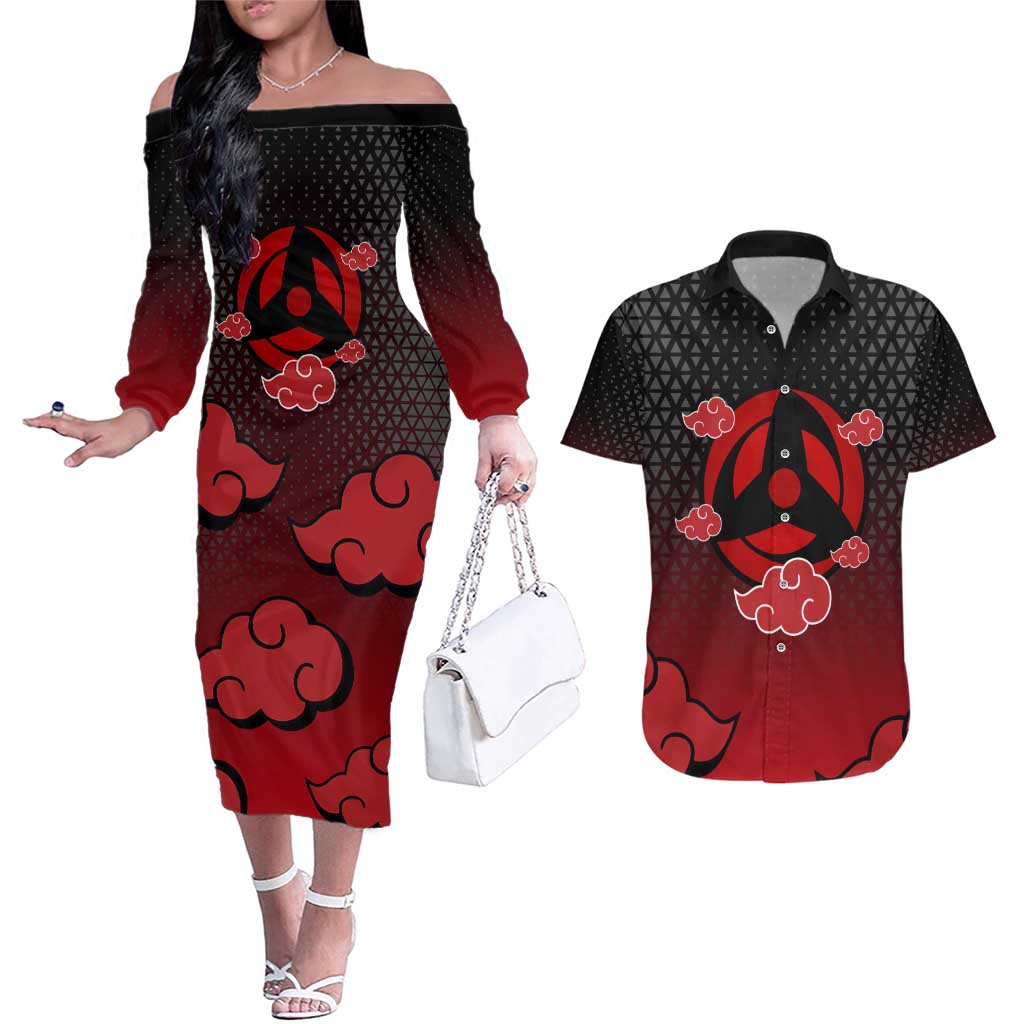 Hatake Kakashi - Naruto Couples Matching Off The Shoulder Long Sleeve Dress and Hawaiian Shirt Anime Style