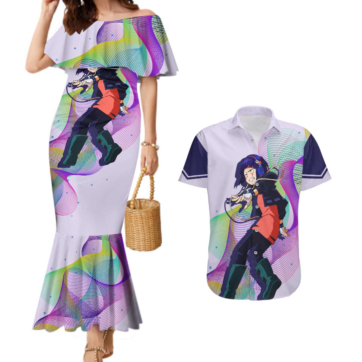 Kyoka Jiro - My Hero Academia Couples Matching Mermaid Dress and Hawaiian Shirt Anime Style