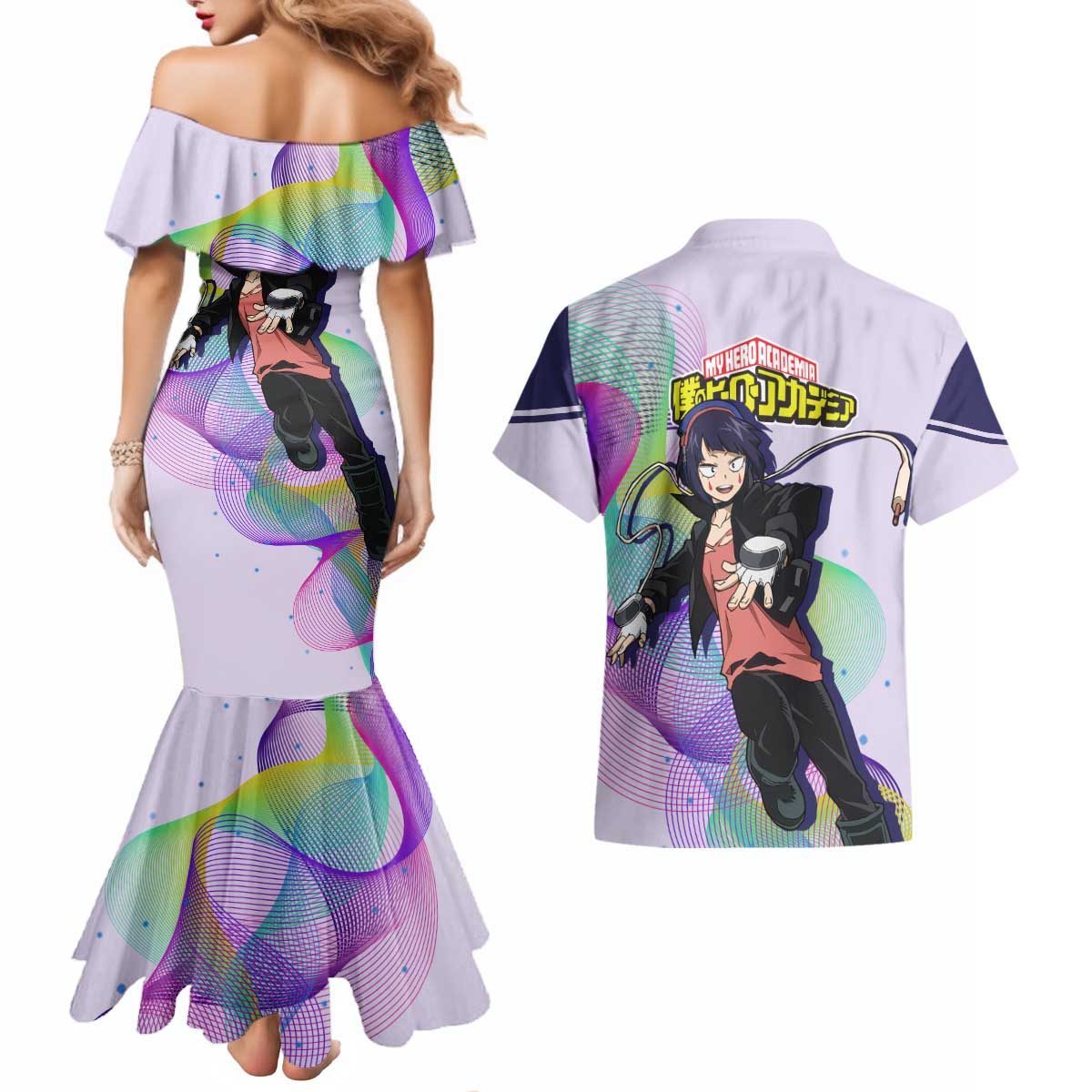 Kyoka Jiro - My Hero Academia Couples Matching Mermaid Dress and Hawaiian Shirt Anime Style