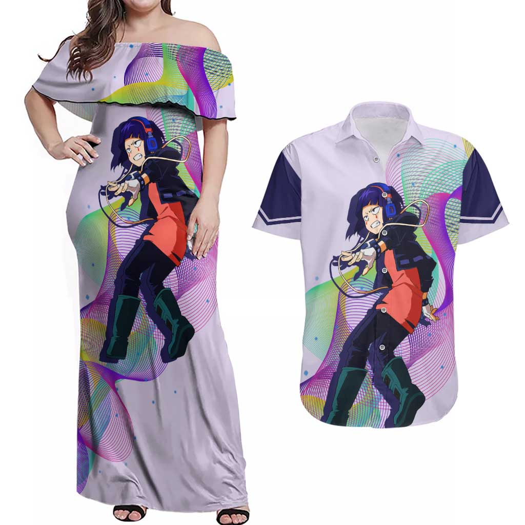 Kyoka Jiro - My Hero Academia Couples Matching Off Shoulder Maxi Dress and Hawaiian Shirt Anime Style
