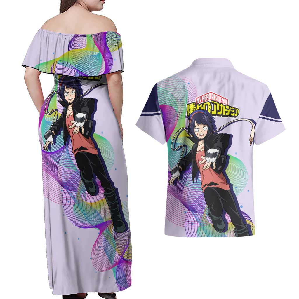 Kyoka Jiro - My Hero Academia Couples Matching Off Shoulder Maxi Dress and Hawaiian Shirt Anime Style