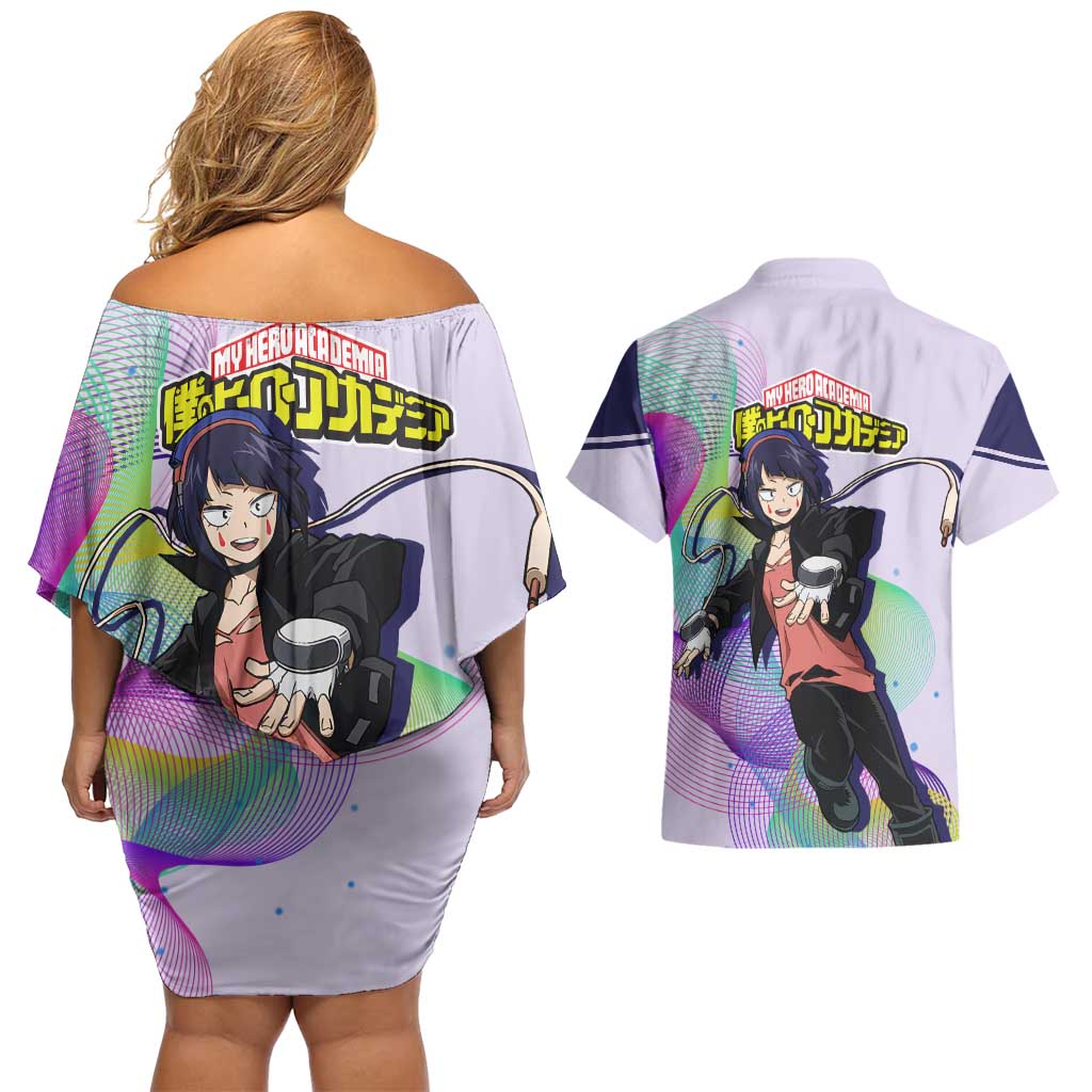 Kyoka Jiro - My Hero Academia Couples Matching Off Shoulder Short Dress and Hawaiian Shirt Anime Style