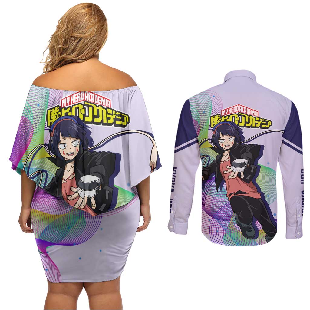 Kyoka Jiro - My Hero Academia Couples Matching Off Shoulder Short Dress and Long Sleeve Button Shirt Anime Style