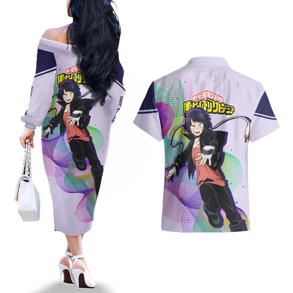 Kyoka Jiro - My Hero Academia Couples Matching Off The Shoulder Long Sleeve Dress and Hawaiian Shirt Anime Style