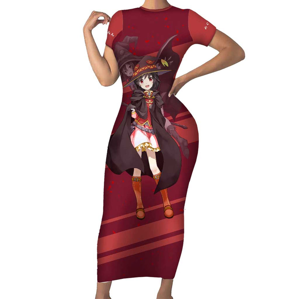 Megumin KonoSuba Short Sleeve Bodycon Dress Mix Anime Style