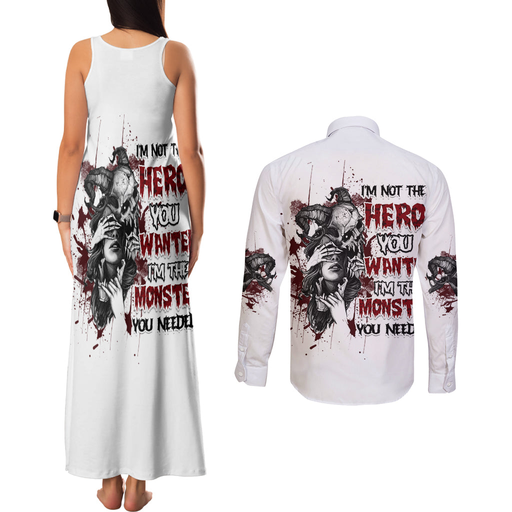 im-not-the-hero-you-wanted-couples-matching-tank-maxi-dress-and-long-sleeve-button-shirt