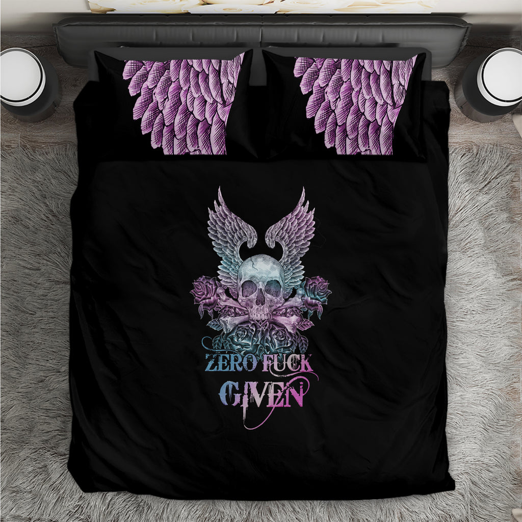 skull-wings-roses-zero-fuck-given-bedding-set