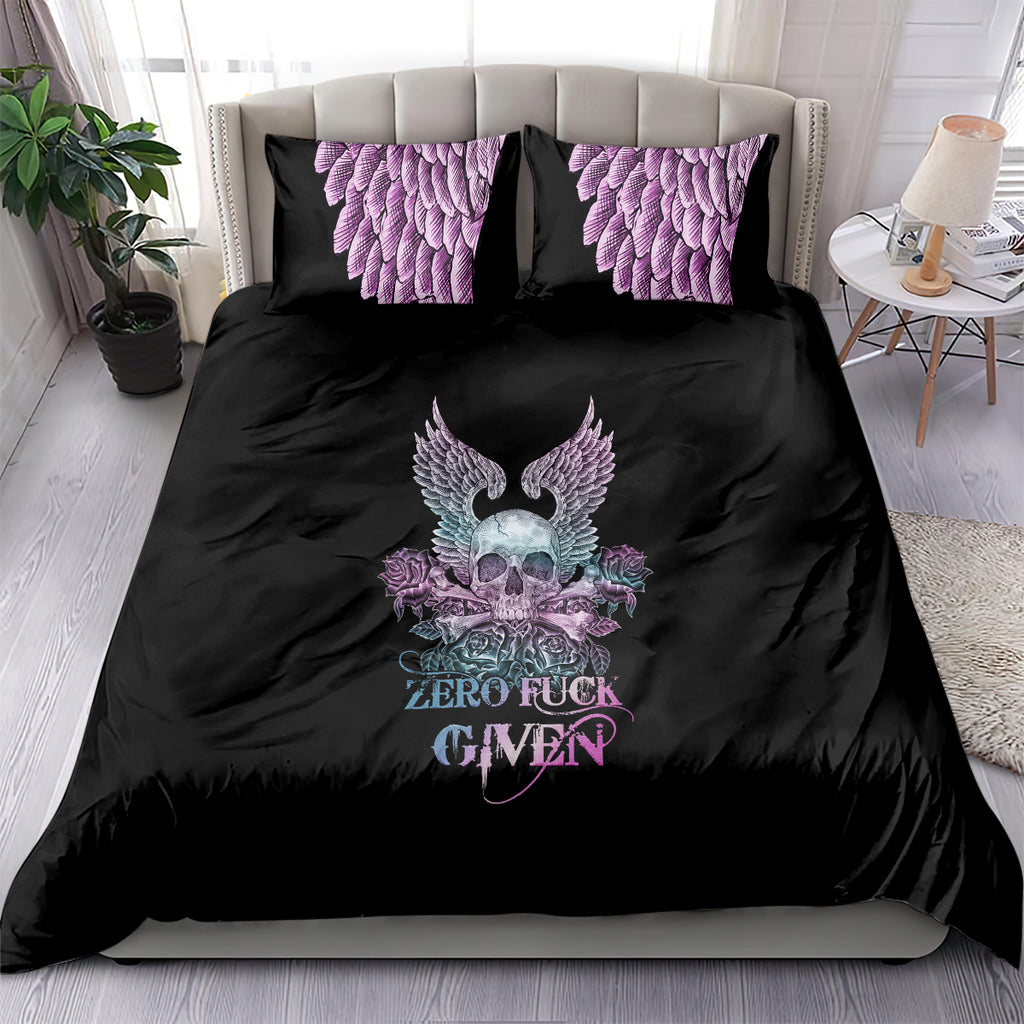 skull-wings-roses-zero-fuck-given-bedding-set
