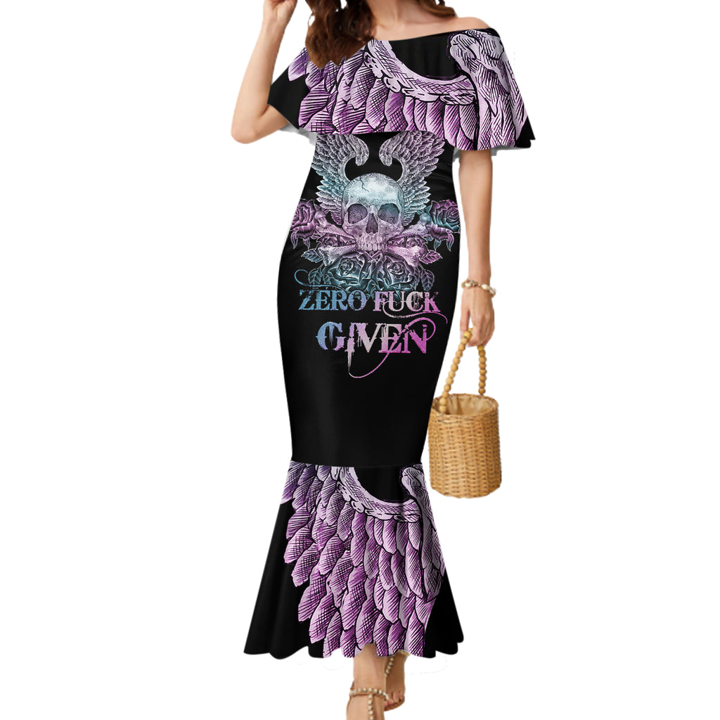 skull-wings-roses-zero-fuck-given-mermaid-dress