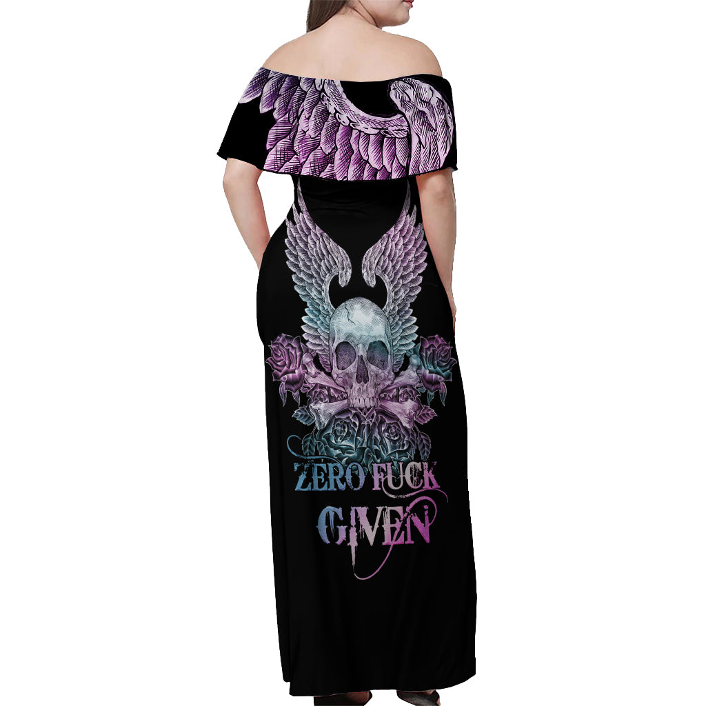 skull-wings-roses-zero-fuck-given-off-shoulder-maxi-dress
