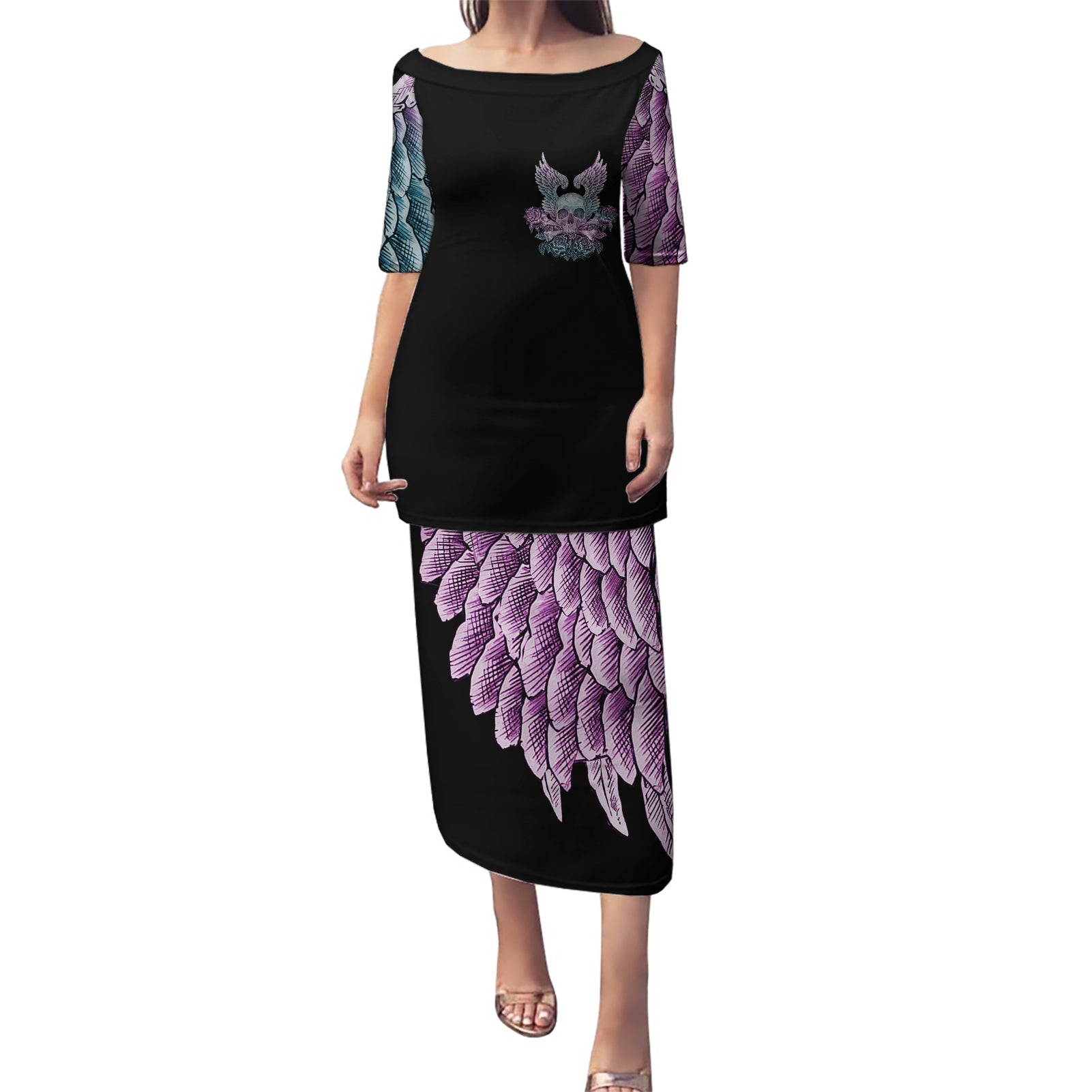 skull-wings-roses-zero-fuck-given-puletasi