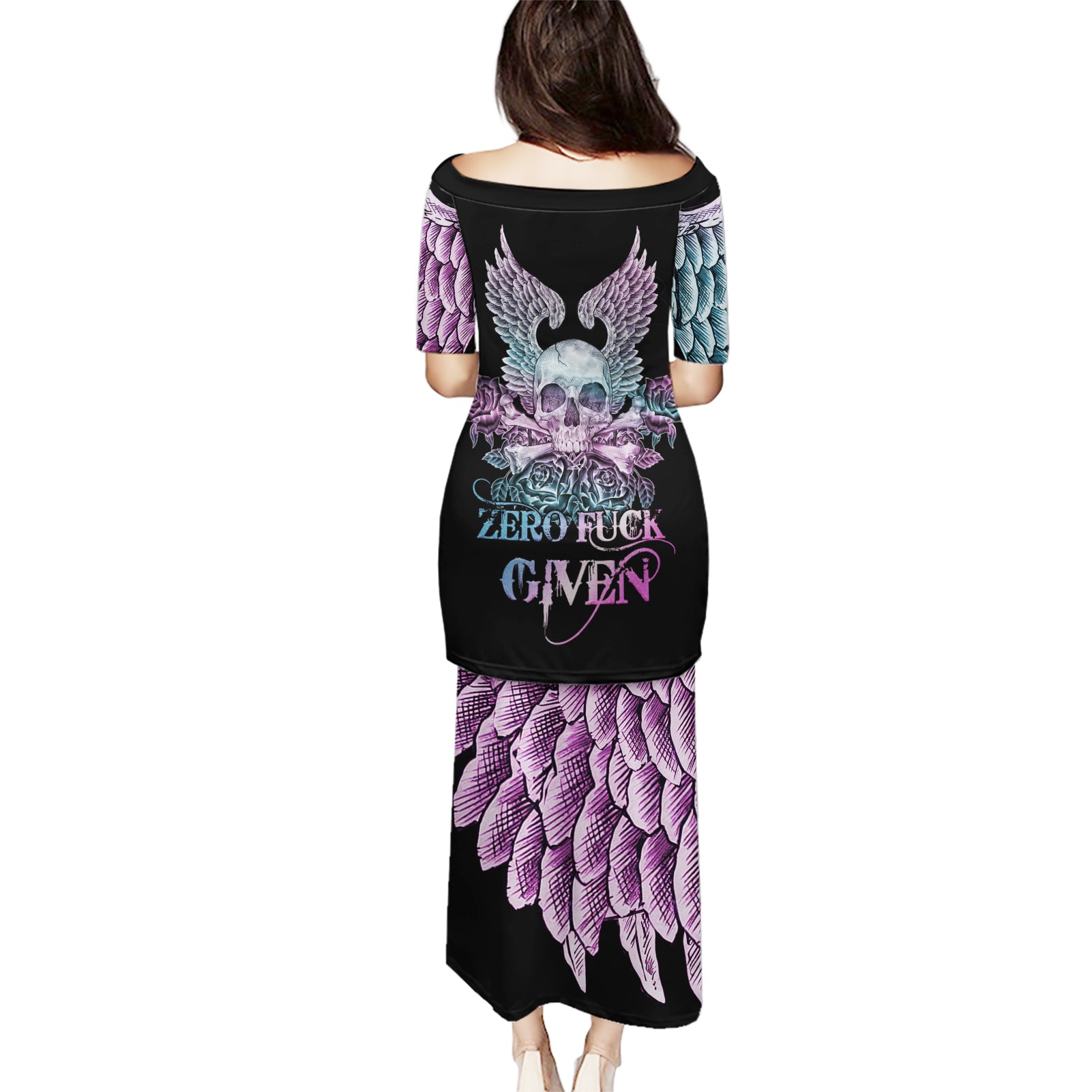 skull-wings-roses-zero-fuck-given-puletasi