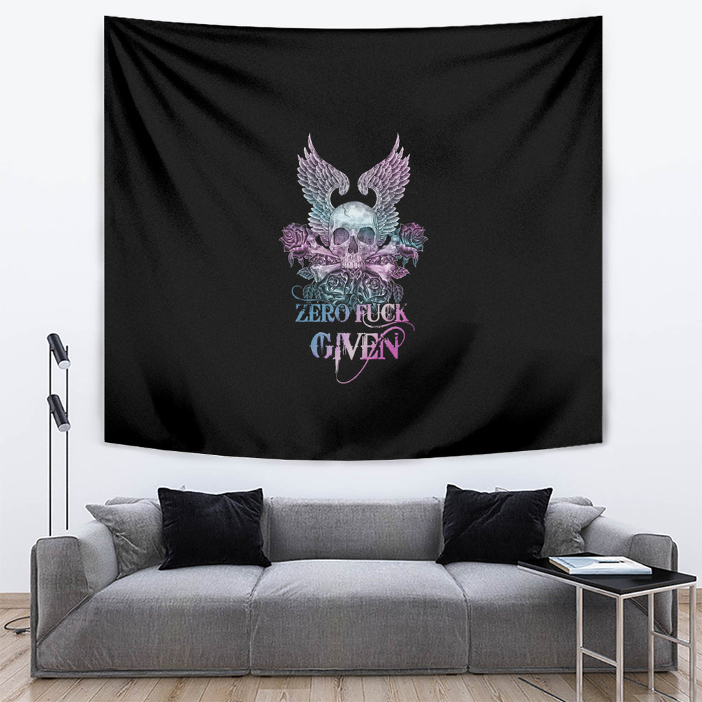 skull-wings-roses-zero-fuck-given-tapestry