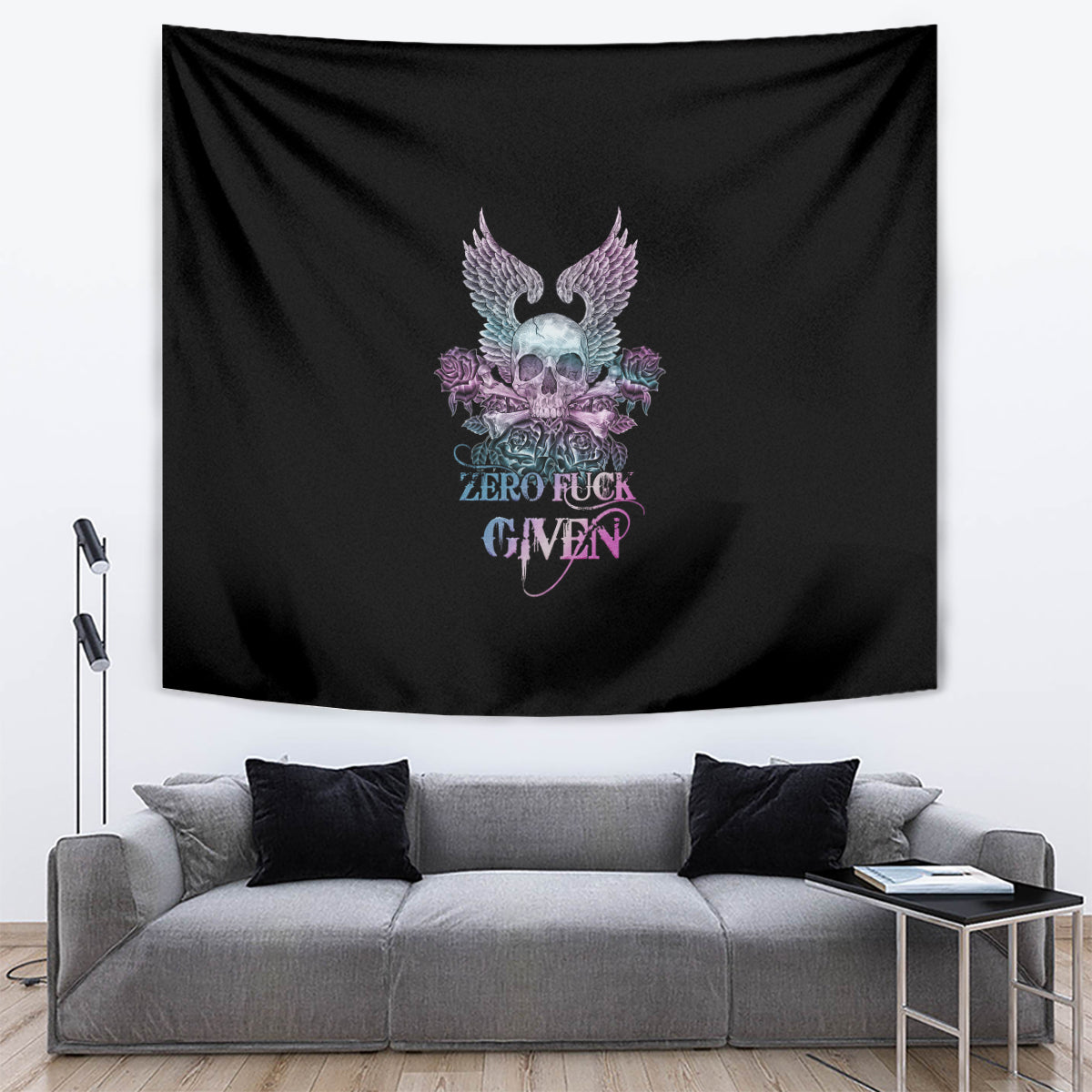 skull-wings-roses-zero-fuck-given-tapestry