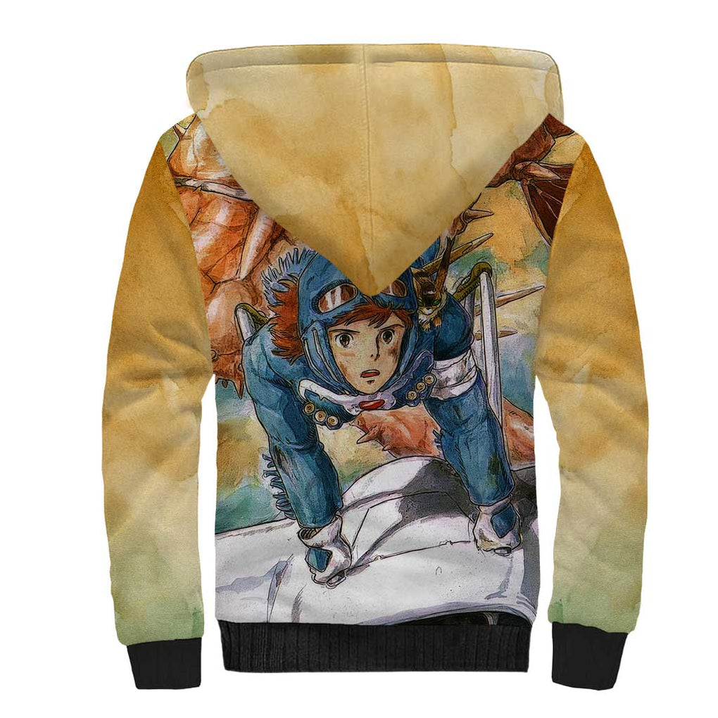 Trippy Nausicaa of the Valley of the Wind Studio Ghibli Sherpa Hoodie Trippy Style