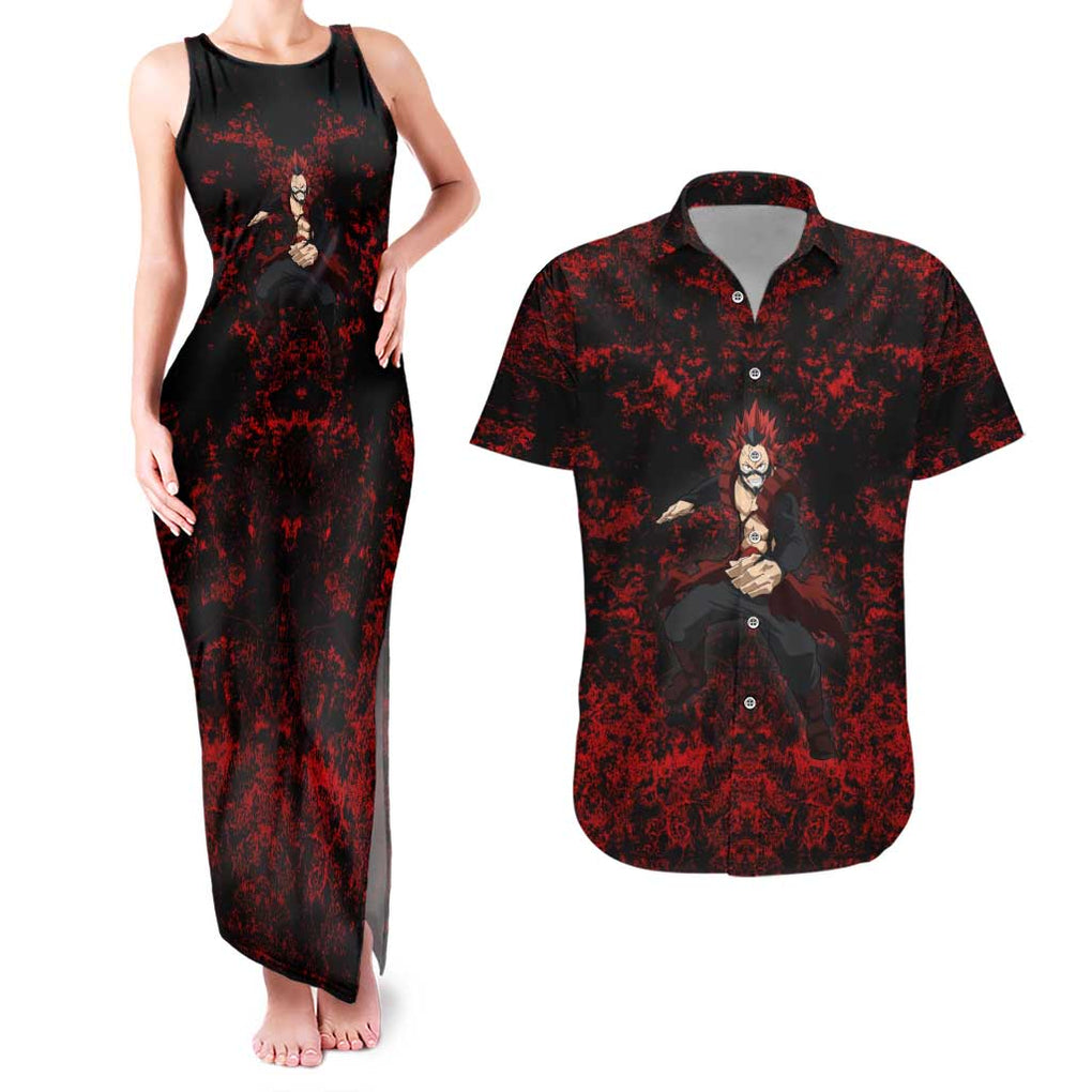 Red Riot Eijiro My Hero Academia Couples Matching Tank Maxi Dress and Hawaiian Shirt Blood Grunge Style