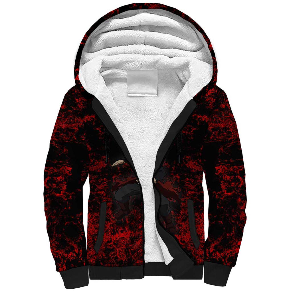 Red Riot Eijiro My Hero Academia Sherpa Hoodie Blood Grunge Style