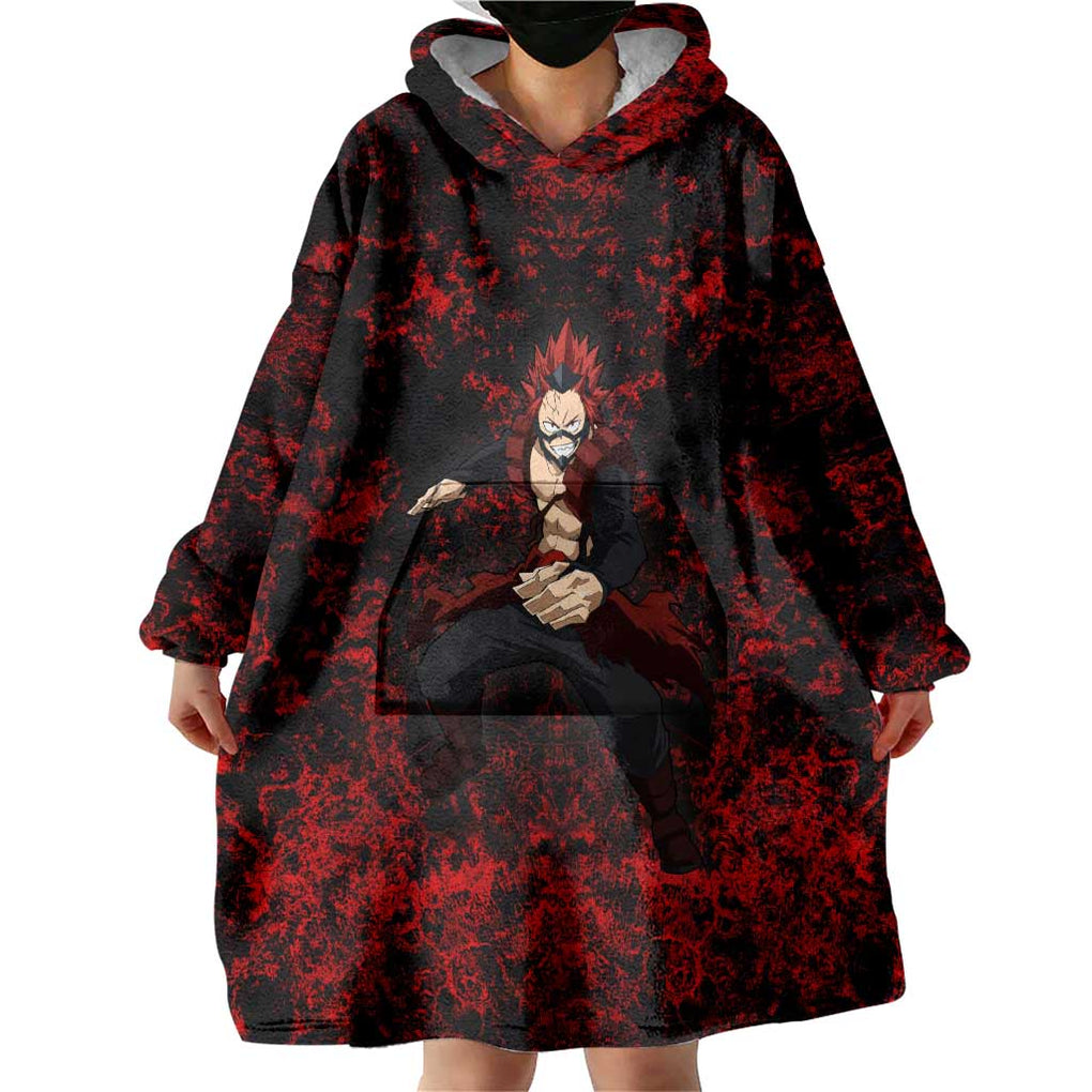 Red Riot Eijiro My Hero Academia Wearable Blanket Hoodie Blood Grunge Style