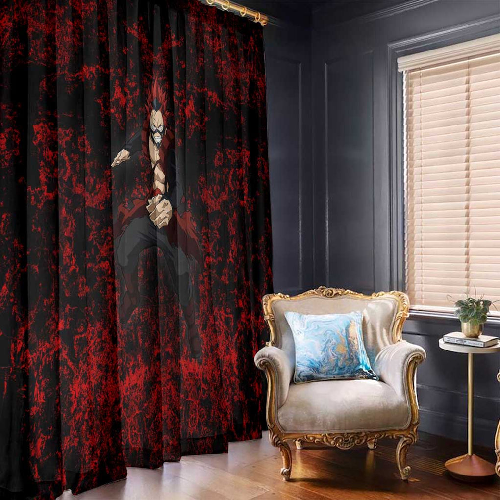 Red Riot Eijiro My Hero Academia Window Curtain Blood Grunge Style