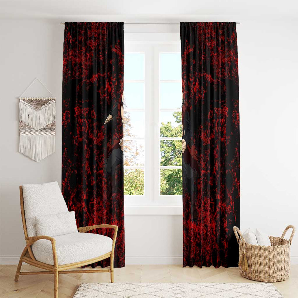 Red Riot Eijiro My Hero Academia Window Curtain Blood Grunge Style