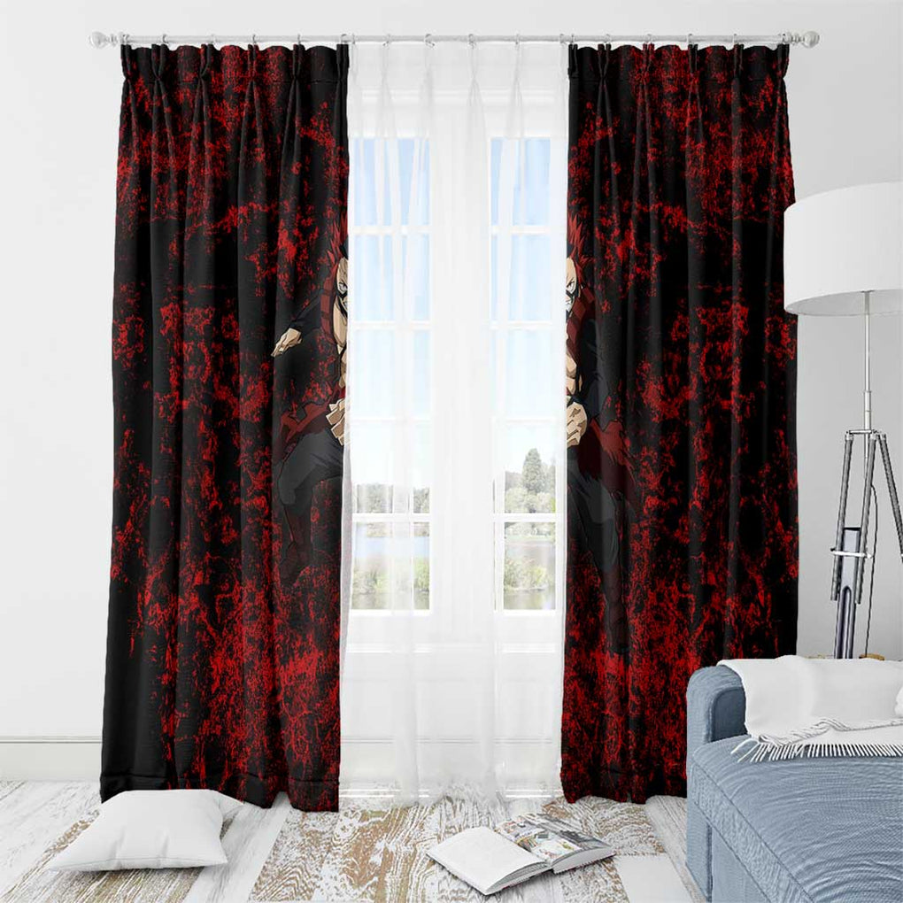 Red Riot Eijiro My Hero Academia Window Curtain Blood Grunge Style