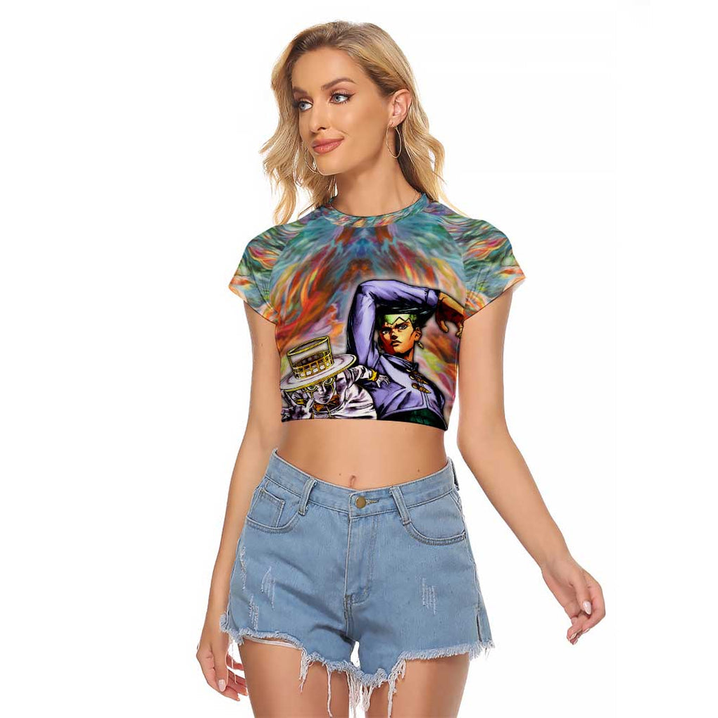 Trippy Rohan Kishibe Heaven’s Door Jojo’s Bizarre Raglan Cropped T Shirt Trippy Style