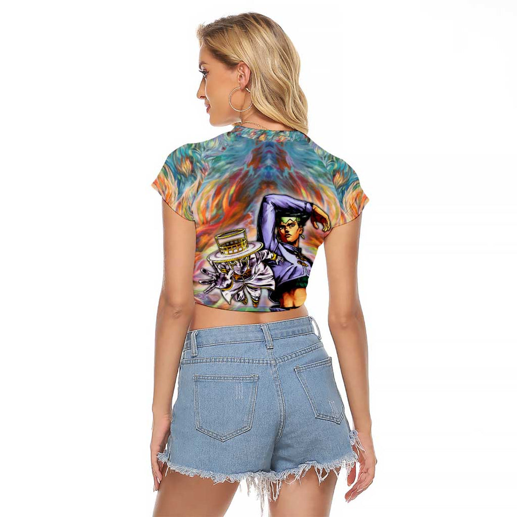 Trippy Rohan Kishibe Heaven’s Door Jojo’s Bizarre Raglan Cropped T Shirt Trippy Style