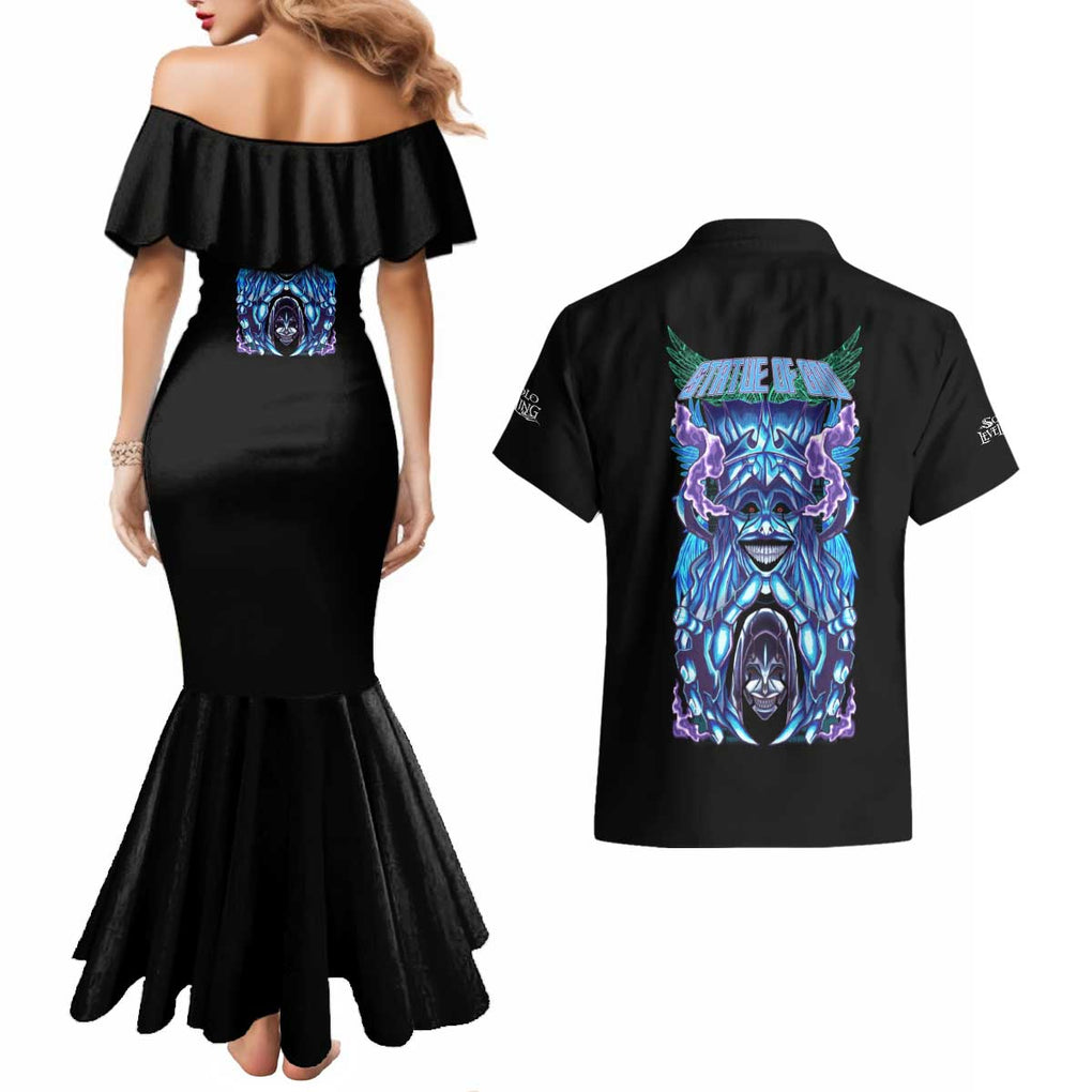 Statue of God - Solo Leveling Couples Matching Mermaid Dress and Hawaiian Shirt Japan Anime Style
