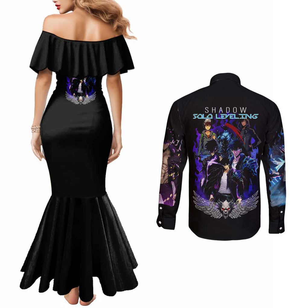 Sung Jin Woo V2 Solo Leveling Couples Matching Mermaid Dress and Long Sleeve Button Shirt Anime Style