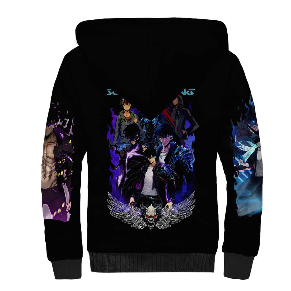 Sung Jin Woo V2 Solo Leveling Sherpa Hoodie Anime Style